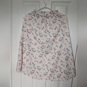 Cream Floral A-Line Midi Skirt Cottagecore Spring Size S